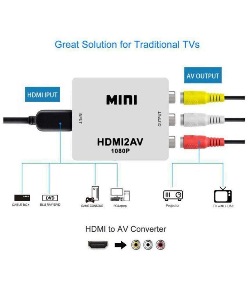 Maxicom Mini HDMI2AV (HDMI to AV Converter) UP Scaler 1080P HD Video Converter-Converters-dealsplant