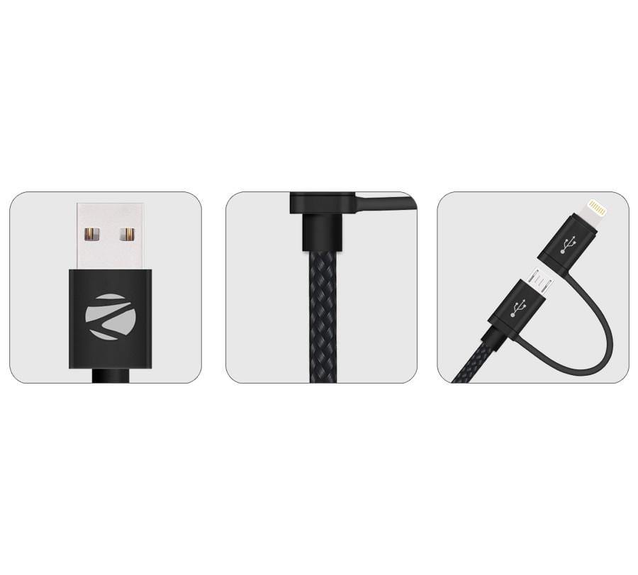 Zebronics ZEB-UMLC100B USB 3.0 lightning & micro USB 2 in 1 Cable for Apple & Android phones-Datacable-dealsplant