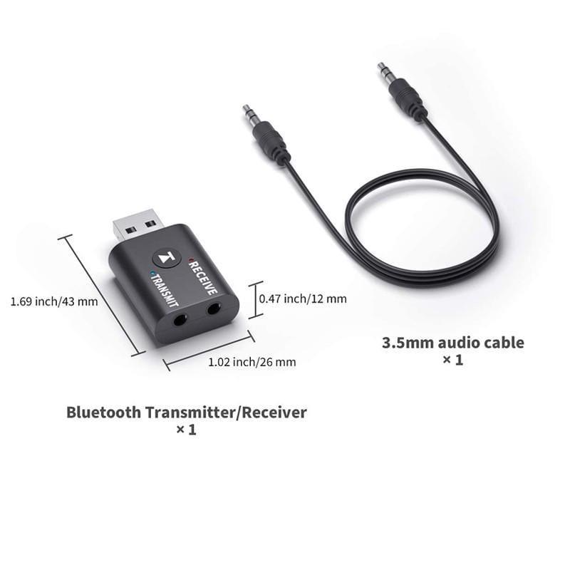 Dealsplant 2 In 1 USB Bluetooth Audio Transmitter Smart Receiver Plug and Play For TV PC Headphones-dealsplant