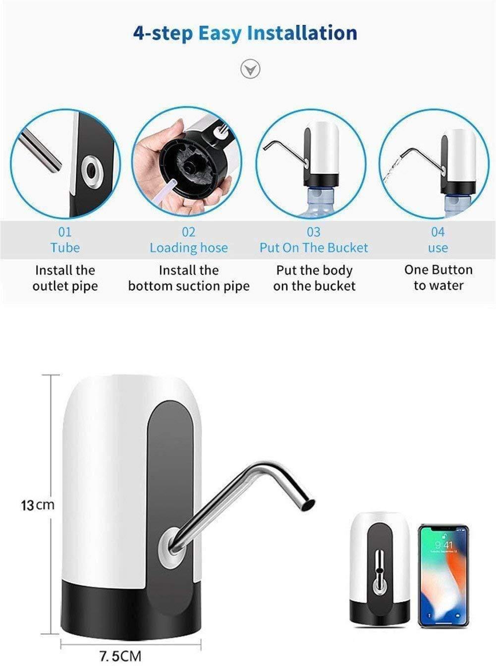 Dealsplant Automatic Electric Water Dispenser with LED Light USB Charge Port Fits Most 1.18-5 Gallon Water Bottle (2.9 x 5.1 inch, Multi colour)-Home & Kitchen Appliances-dealsplant