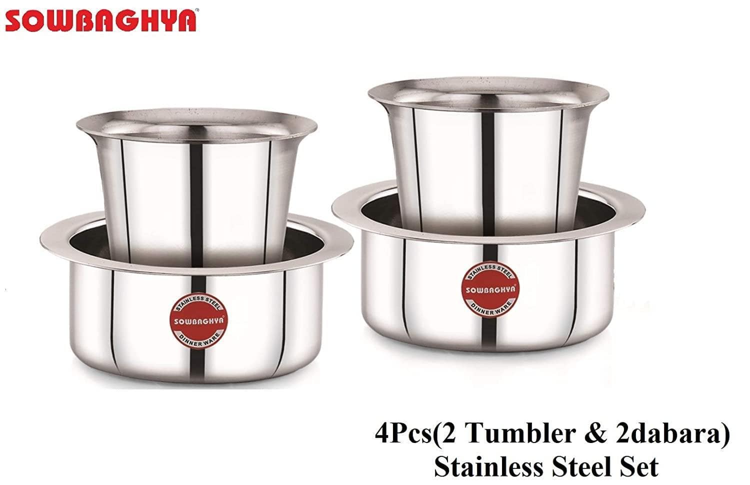 Sowbaghya Ultima SS 4Pcs Dabara Set-Home & Kitchen Appliances-dealsplant