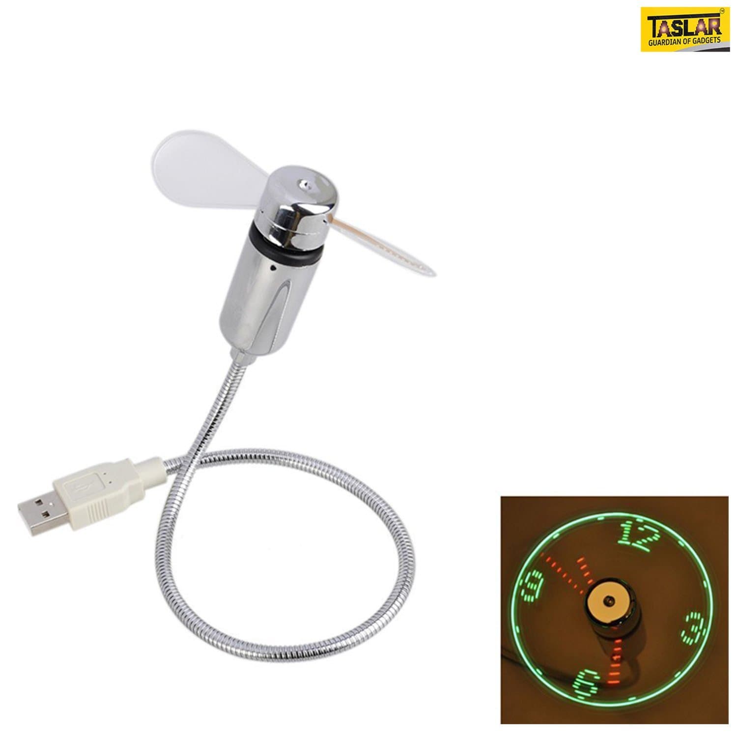 Portable Mini USB Powered LED Cool Flashing Real Time Display Clock Fan-Home & Living-dealsplant