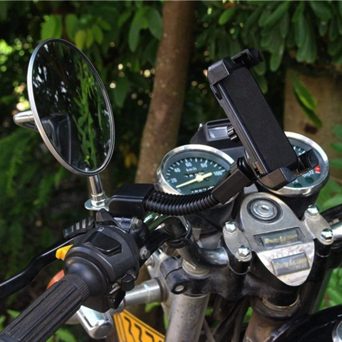 Dealsplant 360 Degree Rotation Universal Motorbike Scooter Mobile Holder Rear view Mirror Mount Stand for All Mobiles-Mobile Accessories-dealsplant