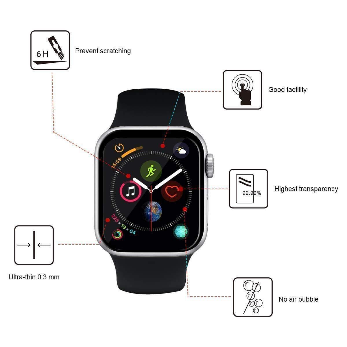 Dealsplant Edge to Edge 3D Curved Full Tempered Glass 9H Screen Protector Anti Scratch and Dust Proof for Apple iWatch 40mm (All series)-Screen Protector-dealsplant