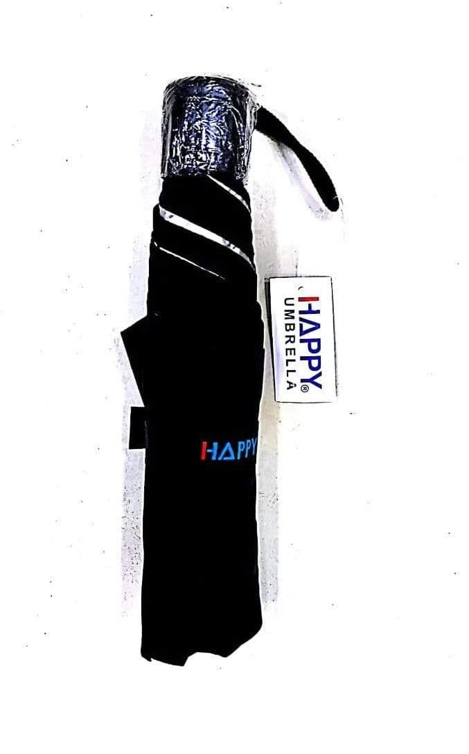Happy Premium Quality 3 Fold Nylon Umbrella Black-Umbrella-dealsplant