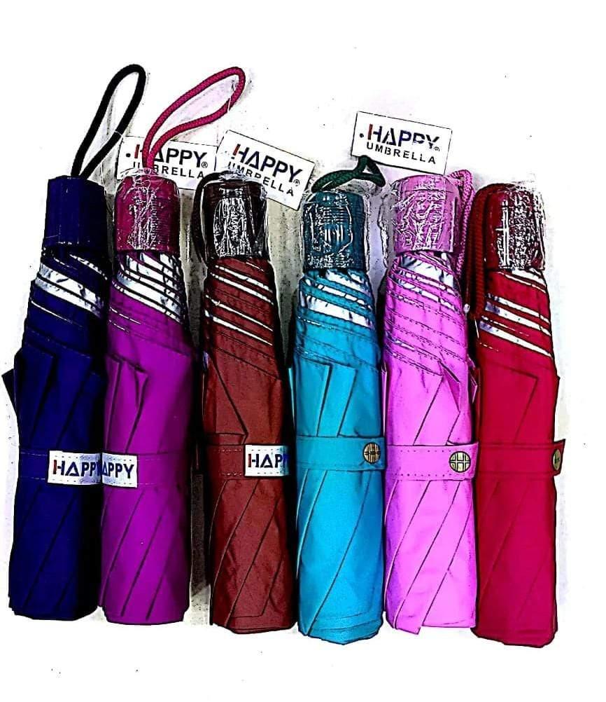 Happy Premium Quality 4 Fold Nylon Umbrella - Plain Color (carry in handbag, smallest size)-Umbrella-dealsplant