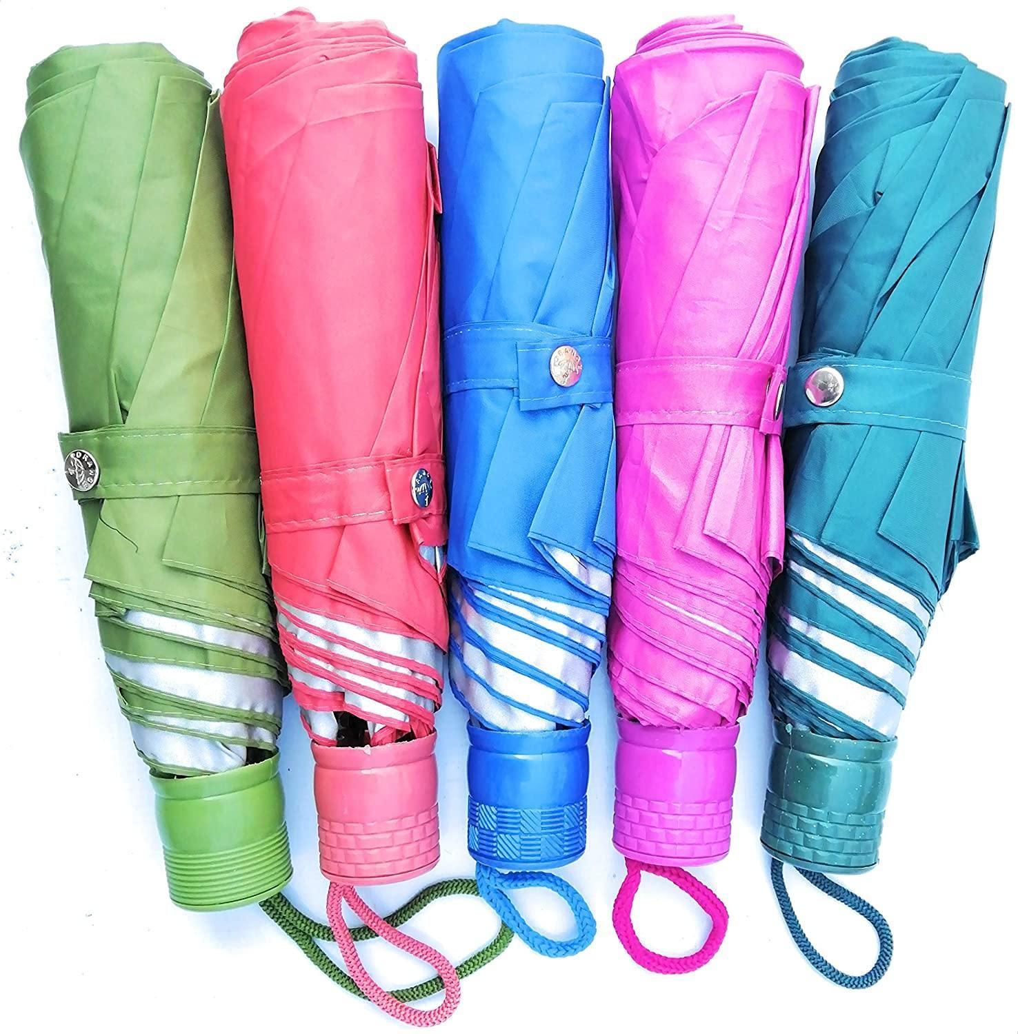 Happy Premium Quality 4 Fold Nylon Umbrella - Plain Color (carry in handbag, smallest size)-Umbrella-dealsplant