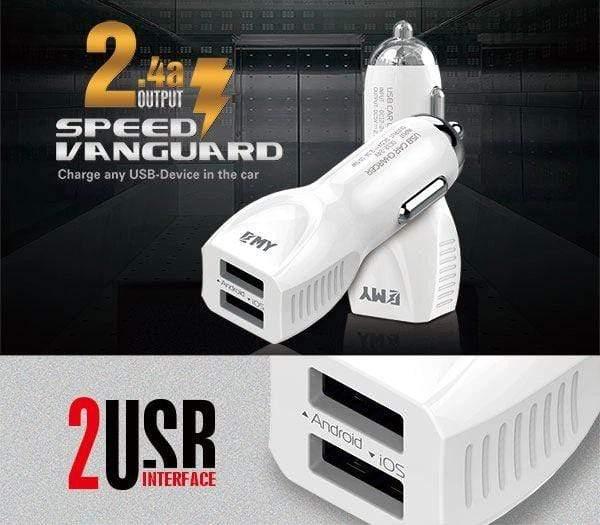 EMY 112 Premium Quality 2.4A Car Charger with Free MicroUSB Cable-Car Accessories-dealsplant