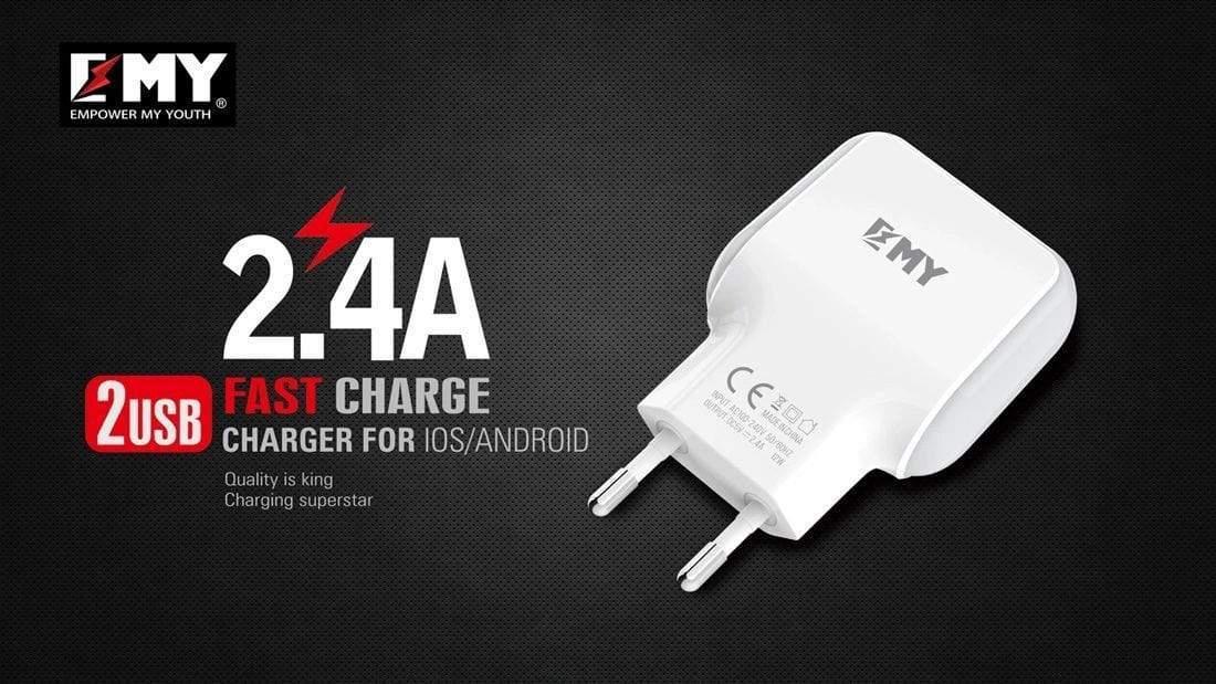 EMY 220 USB Fast Charger 2.4A with Free Lightning Cable-Datacable & Chargers-dealsplant