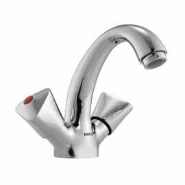 Essco Tropical Central Hole Basin Mixer Faucet TQT-CHR-516A with ‘U’ shape Round Casted Spout with 450 mm Long Braided Hoses-Basin Mixer-dealsplant