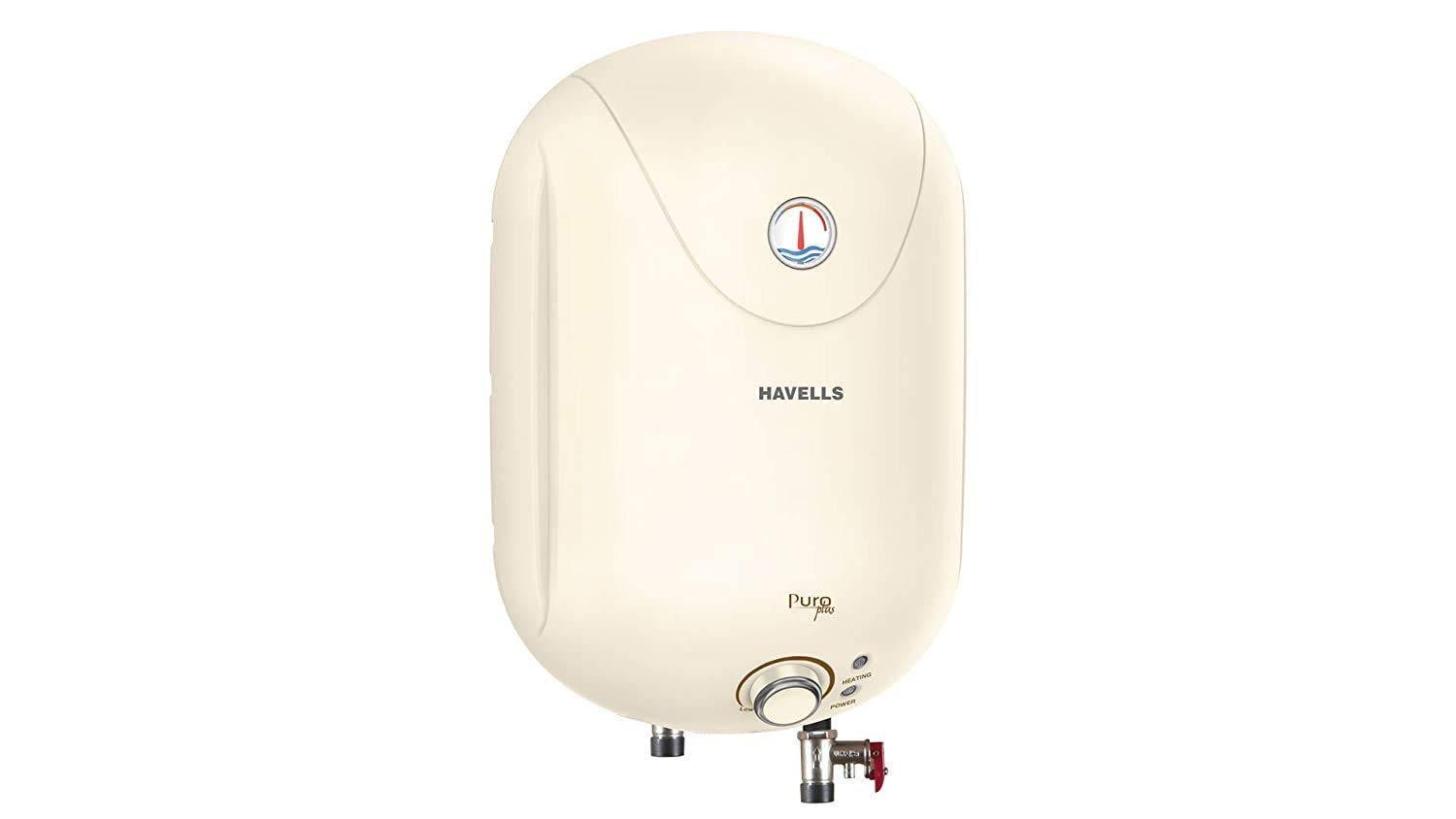 Havells Puro Turbo 15-Litre Storage Heater with Flexi Pipe, Safe Shock Plug (Ivory)-Home & Kitchen Appliances-dealsplant