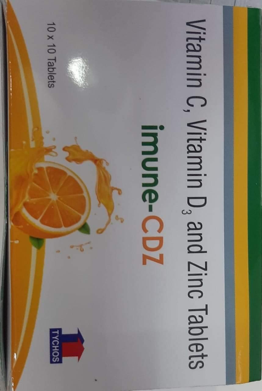 Imune-CDZ Tablets (Vitamin C 500 mg+Vitamin D3 400 IU+Zinc sulphate 150 M) (100 Tablets)-Health & Personal Care-dealsplant