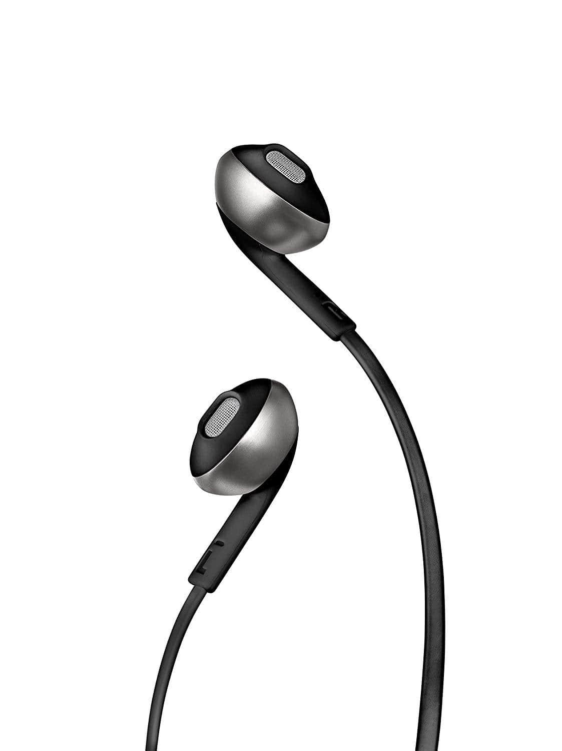 JBL T205BT Pure Bass Wireless Metal Earbud Headphones with Mic (Black)-Bluetooth Headsets-dealsplant