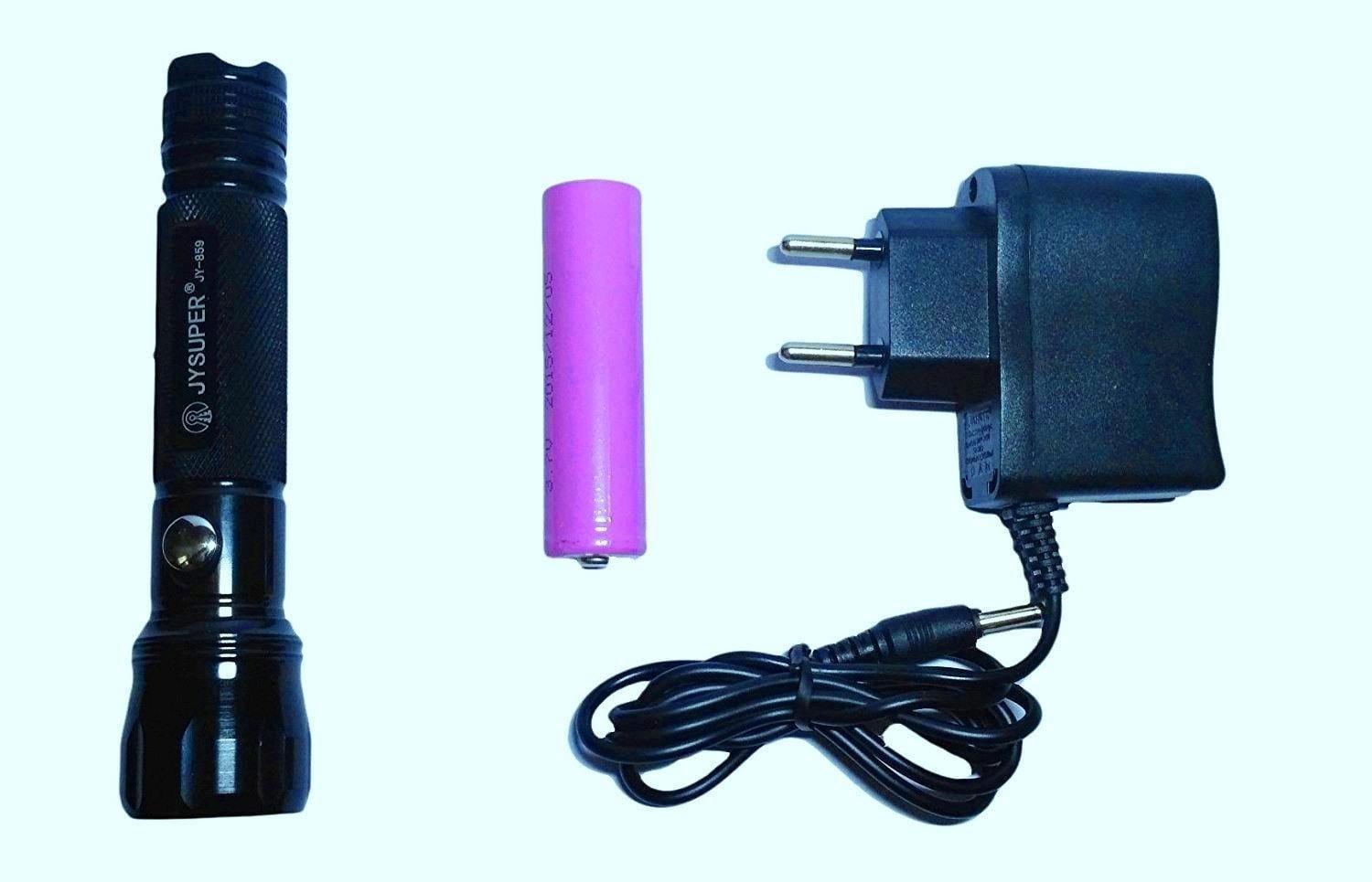 JY SUPER 859 Metal Alloy Solid Body Flashlight High Power Laser with 1200 mAh 3.7V Battery-Everything Else-dealsplant