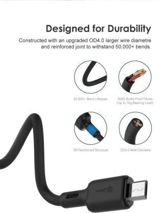 ORAIMO ocd -m56 2 meters data cable black 2 m Micro USB Cable (Compatible with Vivo y 15, Black, One Cable)-Charging Cable-dealsplant