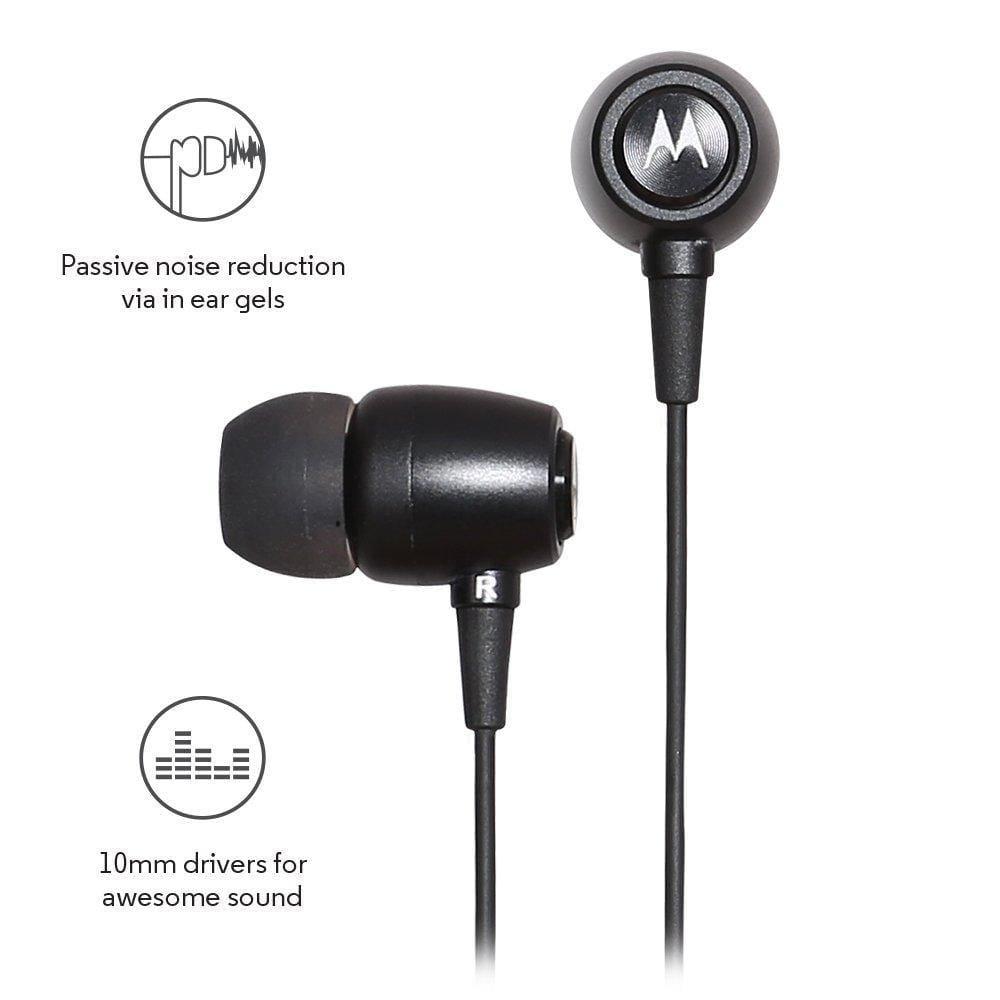 Motorola Metal Wired Sports Earphones (Black)-Earphone-dealsplant
