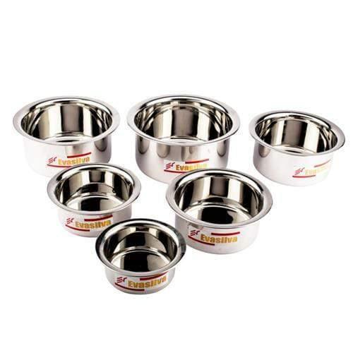 Murugan Evasilva Stainless Steel Topes Set Of 6 Piece (Flat)-Home & Kitchen Appliances-dealsplant