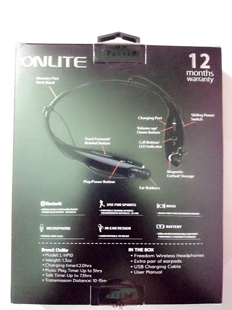 ONLITE HP10 Bluetooth Neckband Stereo Headset with Vibrating Alert Superior Bass-Bluetooth Headsets-dealsplant