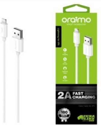 ORAIMO OCD-L53 1 m Lightning Cable (Compatible with IPHONE MOBILE CAHRGING, DATA SYNC, DATA TRANSFER, White, One Cable)-Charging Cable-dealsplant