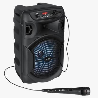 Enter Go Party Blaster 10 Wireless Bluetooth Party Speaker 20W HD Sound with Wired Karaoke Mic, inbuilt FM, Aux, LED Lights Portable Indoor/Outdoor Party Speaker 20 W Bluetooth Laptop/Desktop Speaker (Black, Stereo Channel)-Speakers-dealsplant
