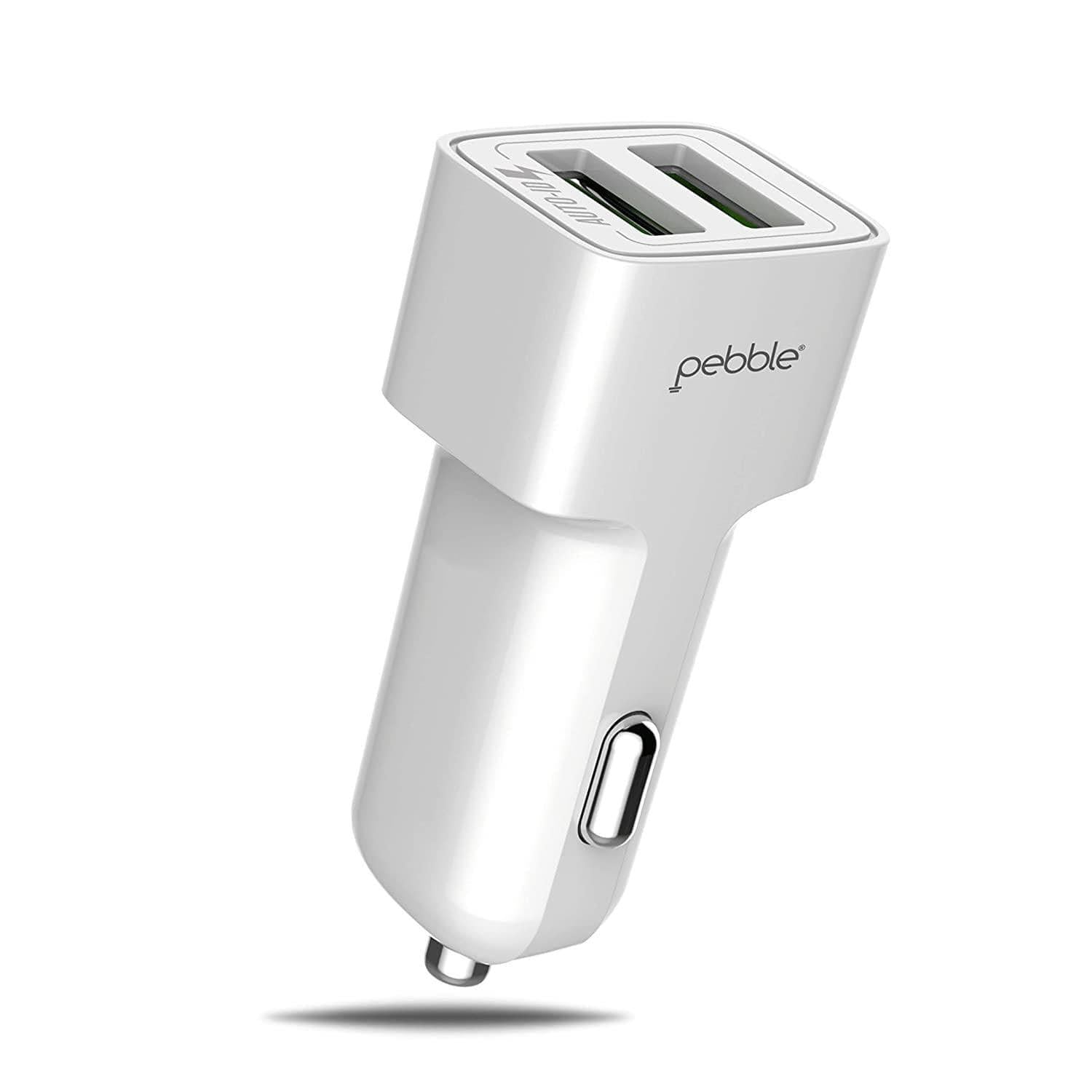 Pebble 2 USB Smart Car Charger with 2.4A Fast Charging (with Cable)-Car charger-dealsplant