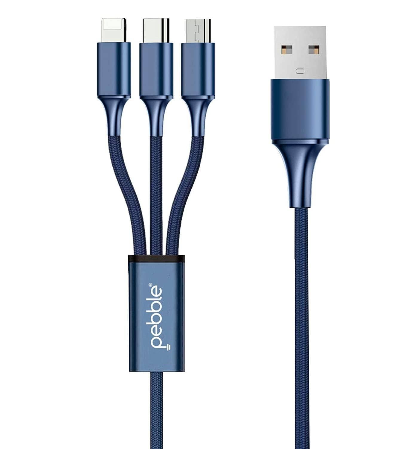 Pebble Nylon Braided 3 in 1 Charging Cable PNC311-Datacable-dealsplant