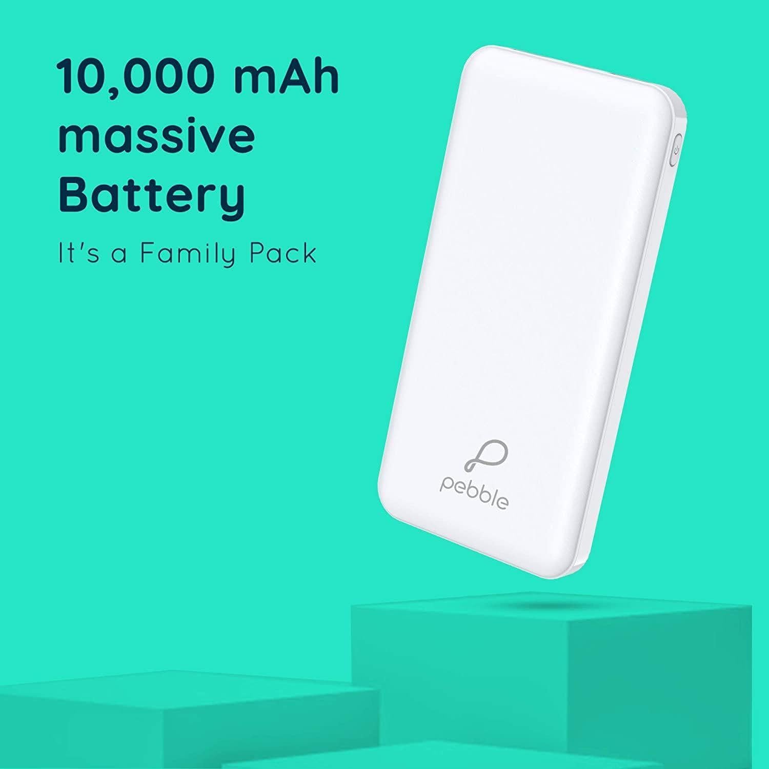 Pebble 10000mAh Li-Polymer Power Bank Volt+ with Type-C Input & 12W Fast Charging-Power Bank-dealsplant