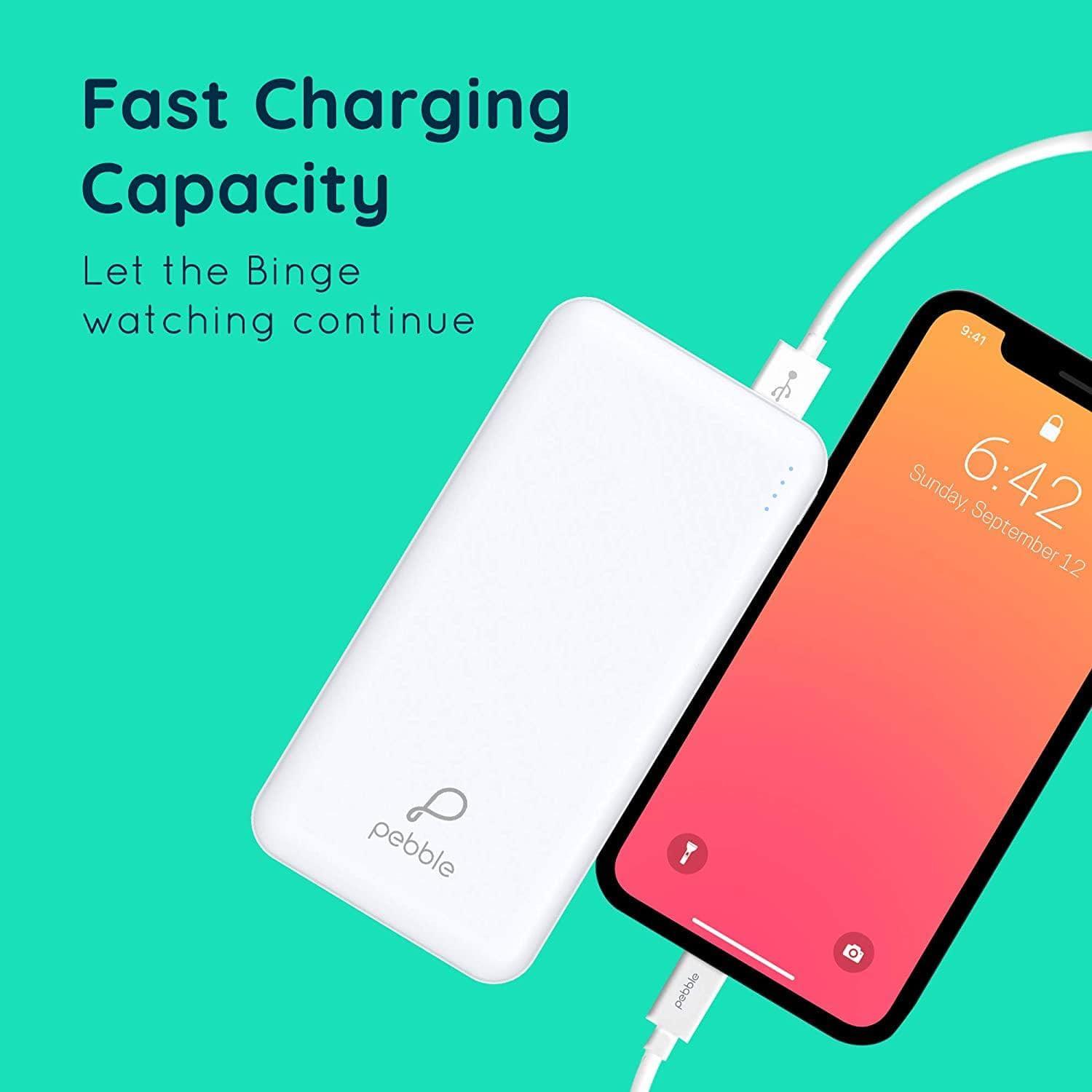 Pebble 10000mAh Li-Polymer Power Bank Volt+ with Type-C Input & 12W Fast Charging-Power Bank-dealsplant
