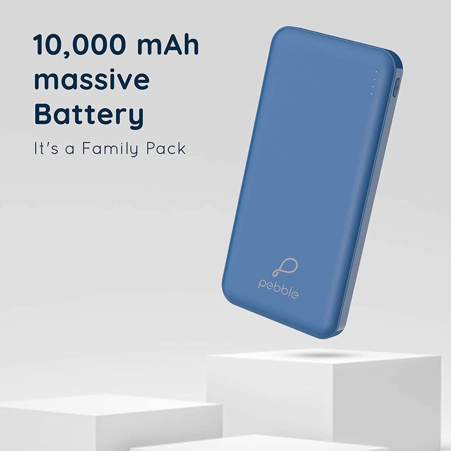Pebble 10000mAh Li-Polymer Power Bank Volt+ with Type-C Input & 12W Fast Charging-Power Bank-dealsplant