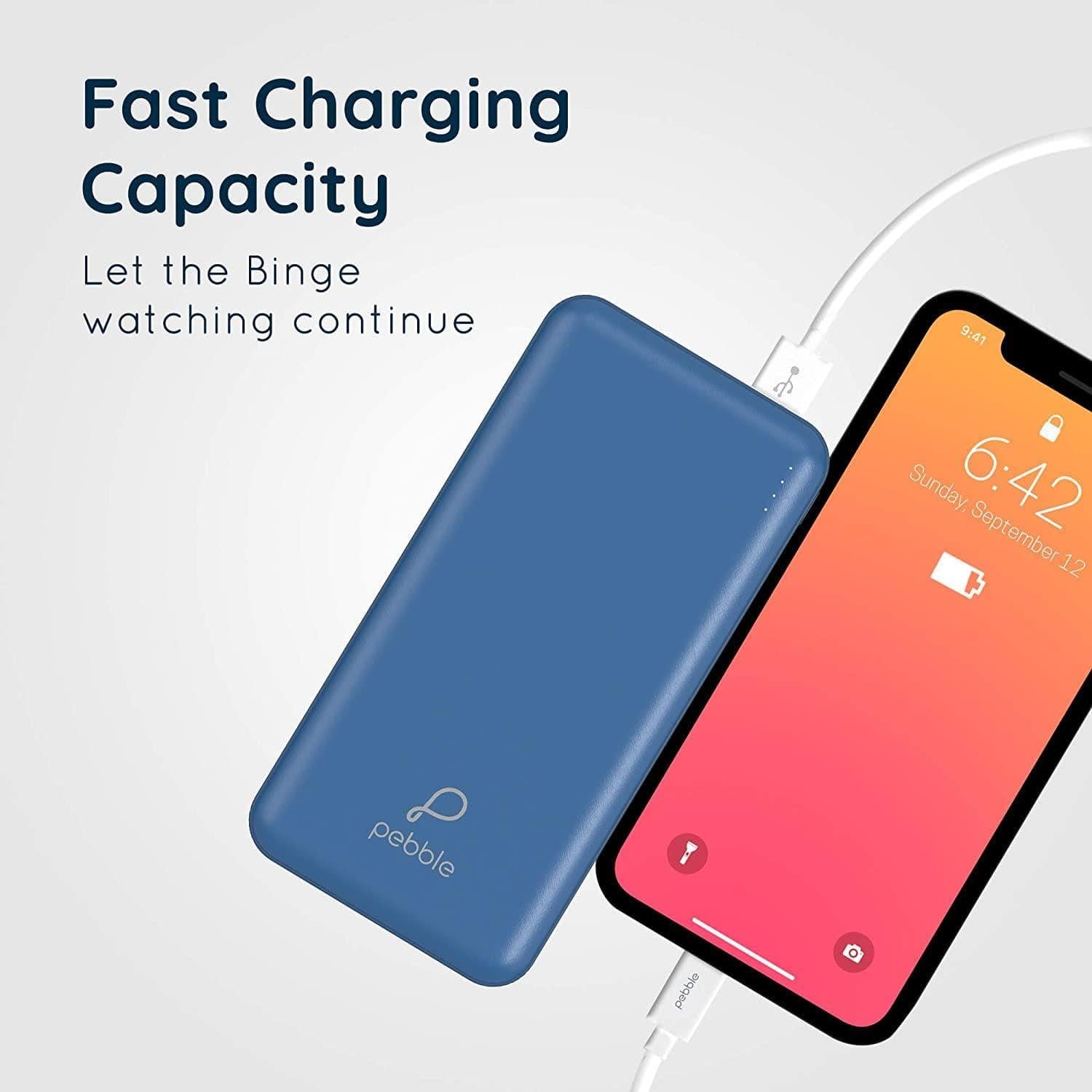 Pebble 10000mAh Li-Polymer Power Bank Volt+ with Type-C Input & 12W Fast Charging-Power Bank-dealsplant