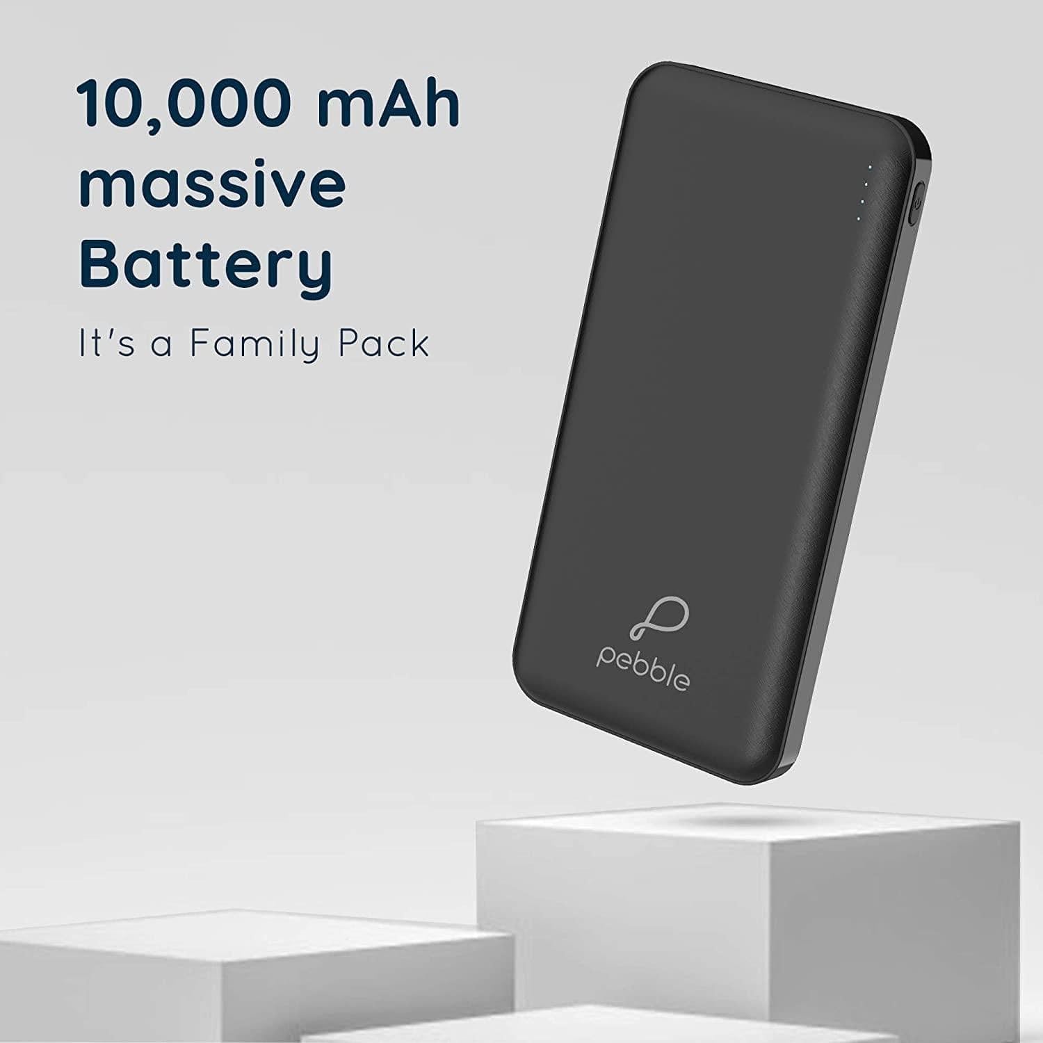 Pebble 10000mAh Li-Polymer Power Bank Volt+ with Type-C Input & 12W Fast Charging-Power Bank-dealsplant