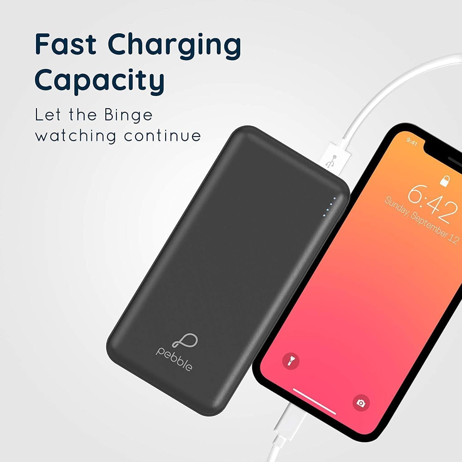 Pebble 10000mAh Li-Polymer Power Bank Volt+ with Type-C Input & 12W Fast Charging-Power Bank-dealsplant
