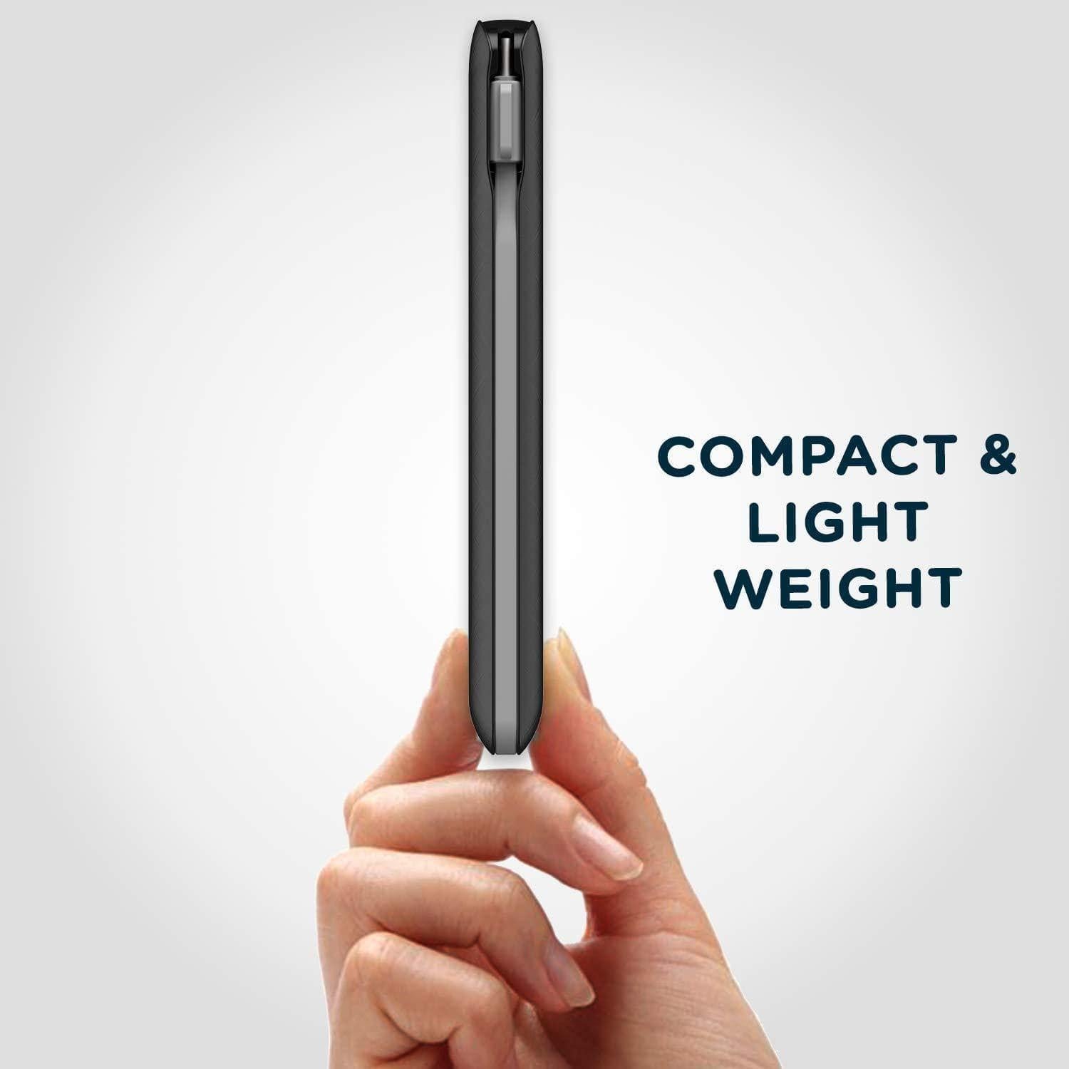 Pebble Ace+ 10000mAh Li-Polymer Power Bank with in-Built Micro, Type-C & Lightning Cables and 12W Fast Charging PB66(P)-Power Bank-dealsplant