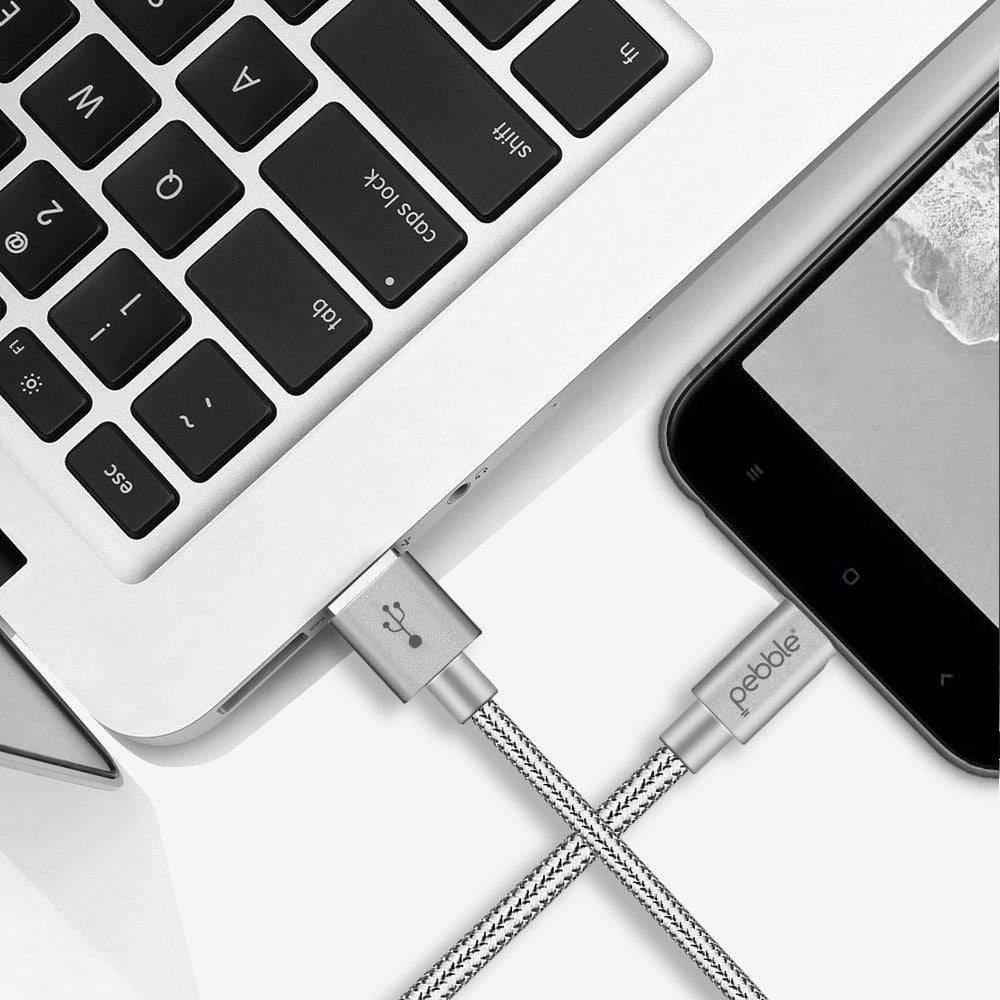Pebble MicroUSB Fast Charge 1 Meter Nylon Braided with Fast Charging PNCM10-USB Charging Transfer cable-dealsplant