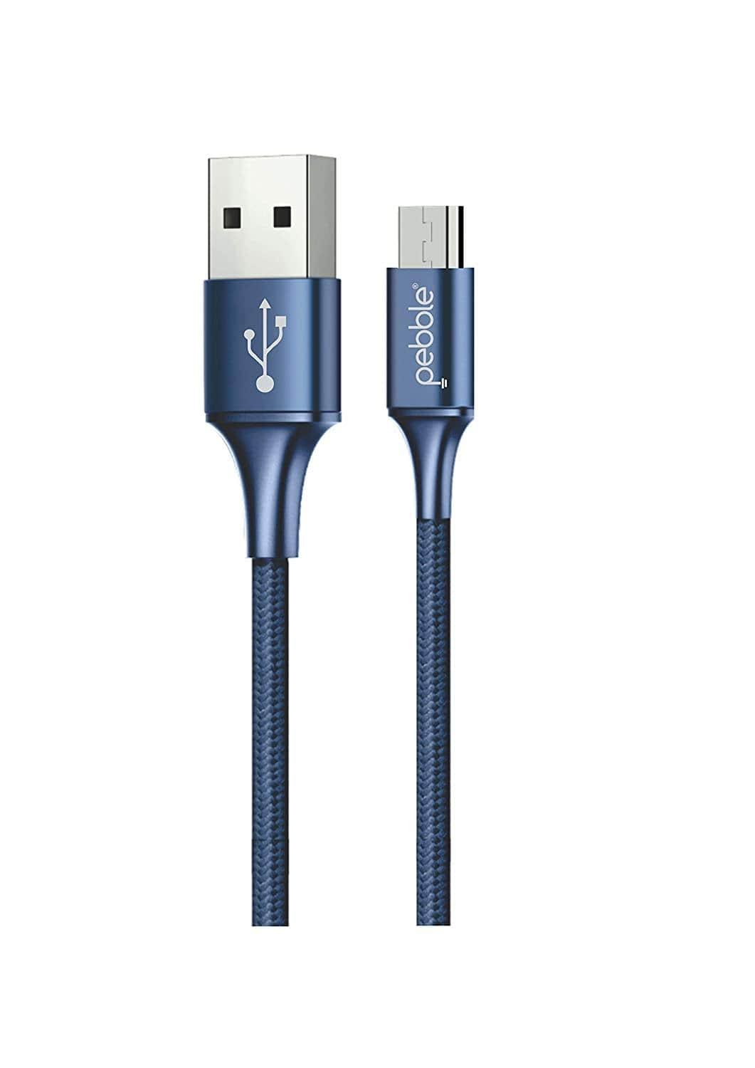 Pebble MicroUSB Fast Charge 1 Meter Nylon Braided with Fast Charging PNCM10-USB Charging Transfer cable-dealsplant