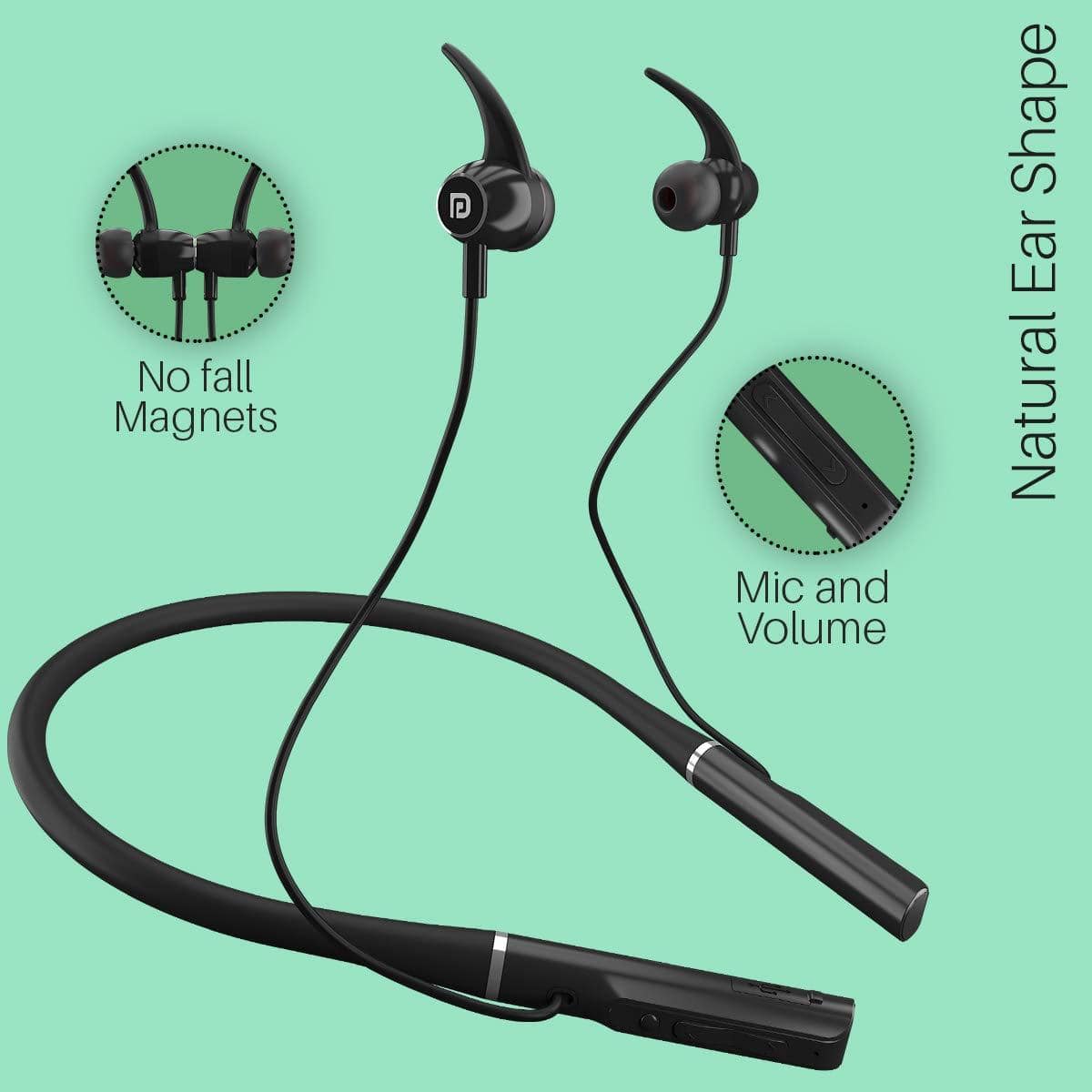 Portronics Harmonics 300 Stereo Wireless Bluetooth 5.0 Sports Headset with High Bass-Bluetooth Headsets-dealsplant