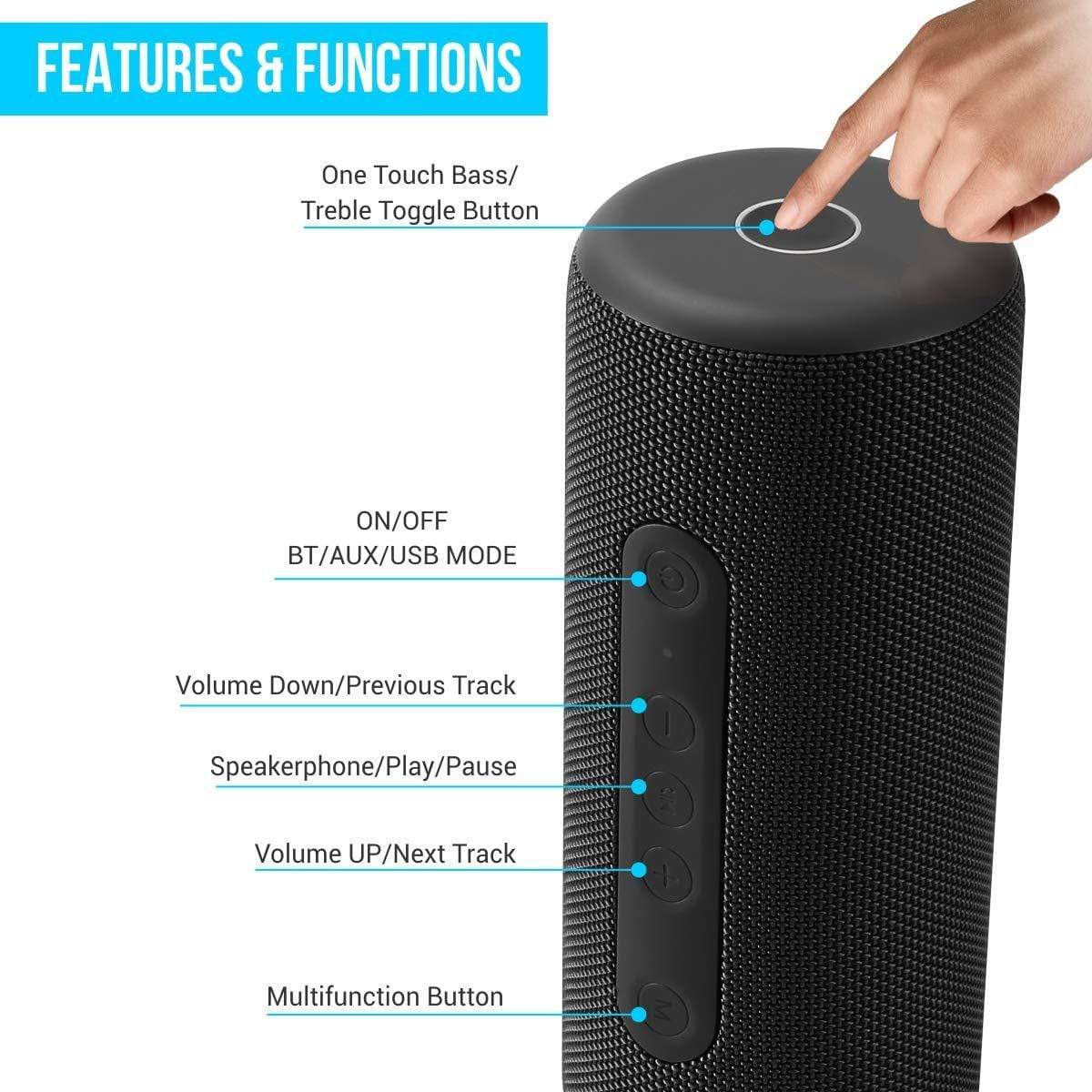 Portronics SoundDrum L 30W Portable Bluetooth Speaker with Built-in mic, USB/AUX Latest 5.0 Bluetooth with Clear Bass Sound-Bluetooth Speakers-dealsplant