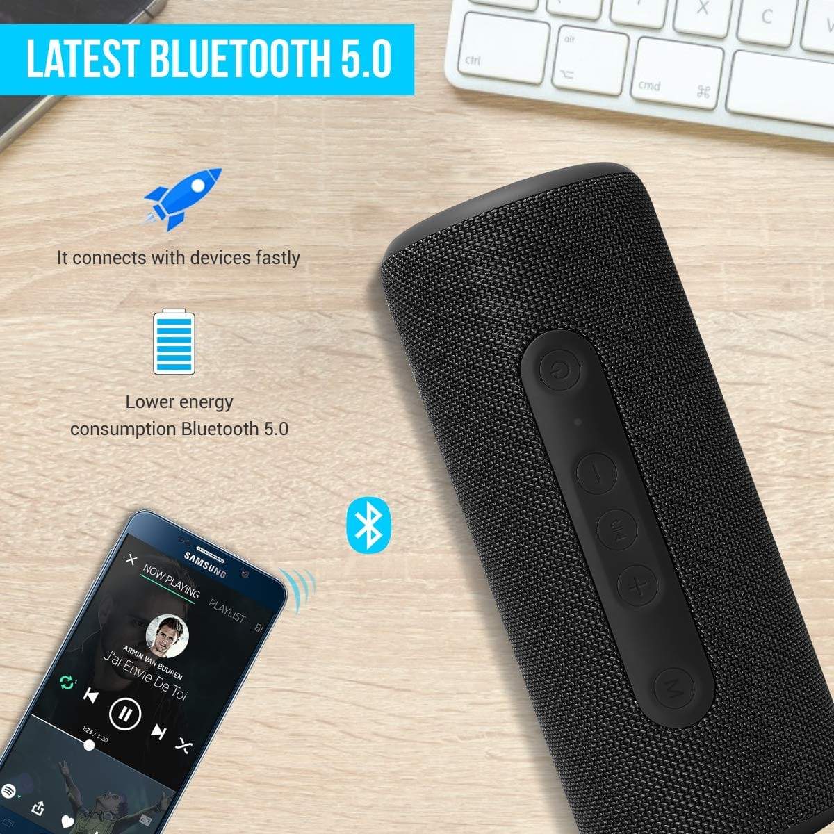 Portronics SoundDrum L 30W Portable Bluetooth Speaker with Built-in mic, USB/AUX Latest 5.0 Bluetooth with Clear Bass Sound-Bluetooth Speakers-dealsplant