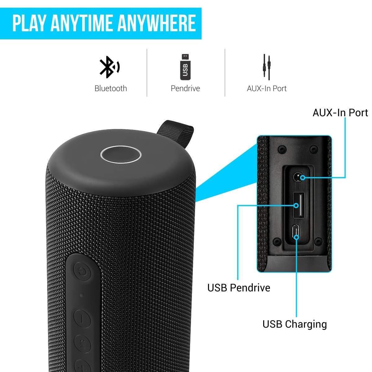 Portronics SoundDrum L 30W Portable Bluetooth Speaker with Built-in mic, USB/AUX Latest 5.0 Bluetooth with Clear Bass Sound-Bluetooth Speakers-dealsplant