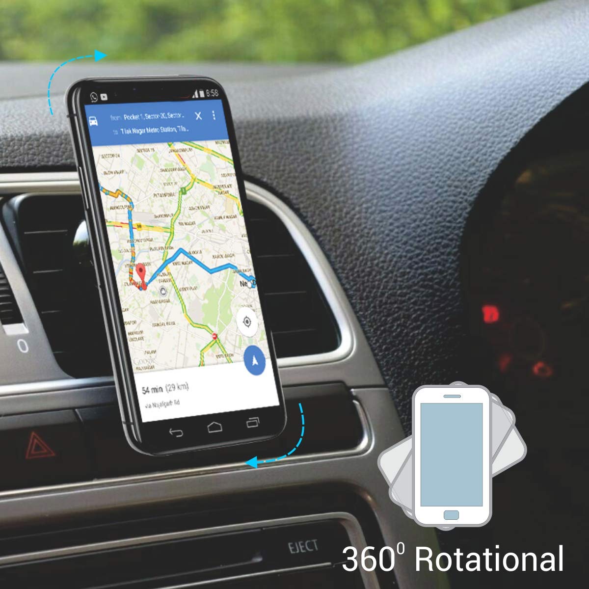 Portronics MAGNO POR-1069 Magnetic Car Mobile Holder with 360 Degree Rotation-Car Mobile Holder-dealsplant