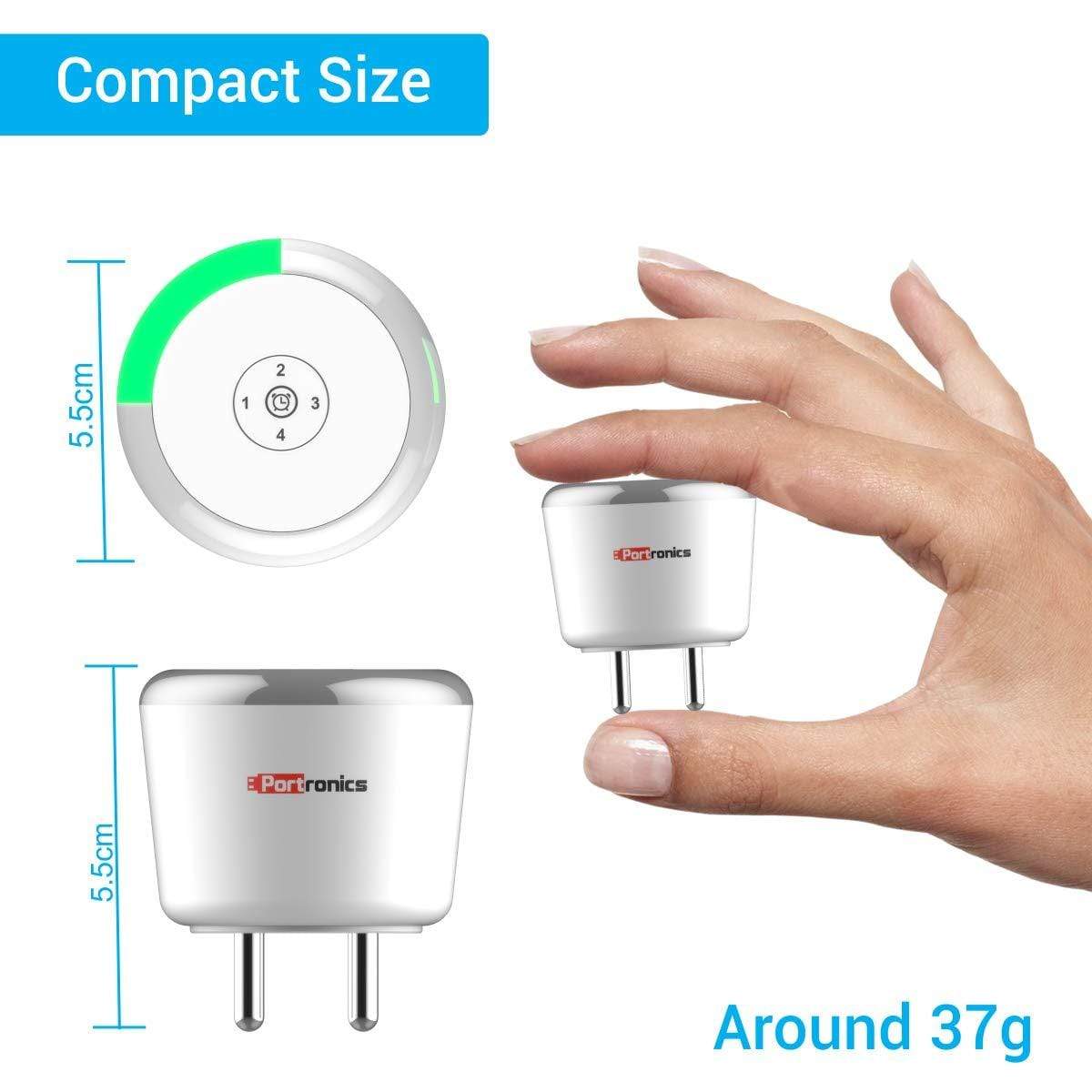 Portronics Adapto 464, a Wall Charger with Safe Time Control Auto Cut-Off, LED Indicator, Smart Plug, 2.4A Quick Charging Dual USB Port All iOS & Android Devices (White)-Chargers-dealsplant