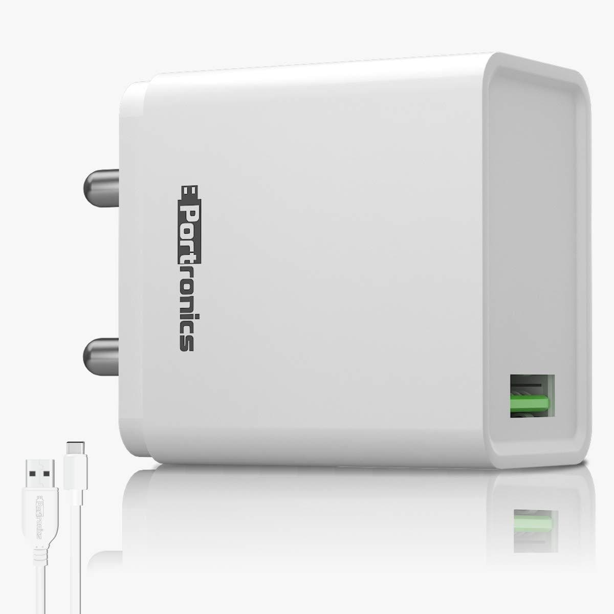 Portronics Adapto ONE 3A Fast Charging Adapter with 1M Micro USB cable-Chargers-dealsplant