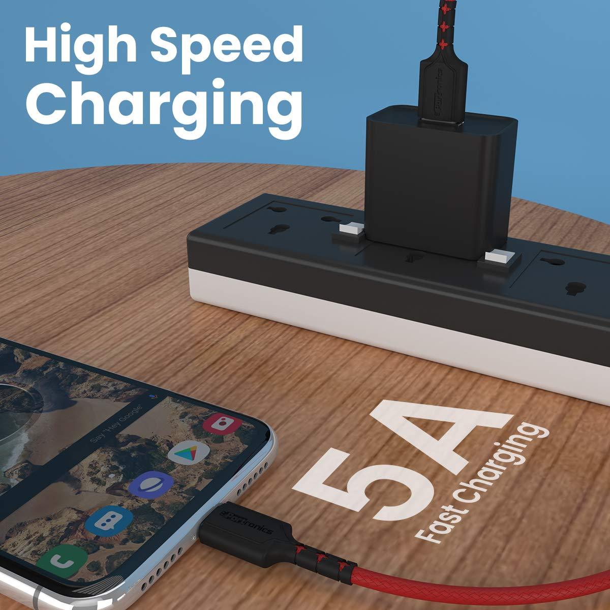 Portronics Konnect Dash Type-C Charging Cable Fast Charging 5.0A with Data Transfer, 1 meter with Leather Finish-Charging Cable-dealsplant