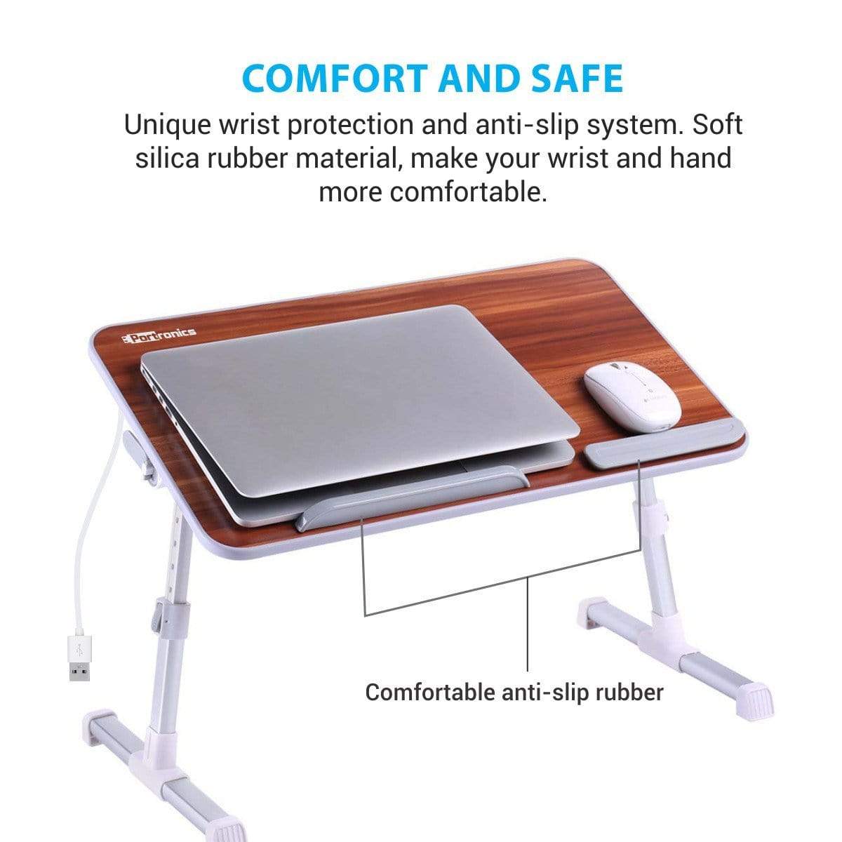 Portronics My buddy plus POR-895 Adjustable Laptop cooling Table Brown-laptop care-dealsplant