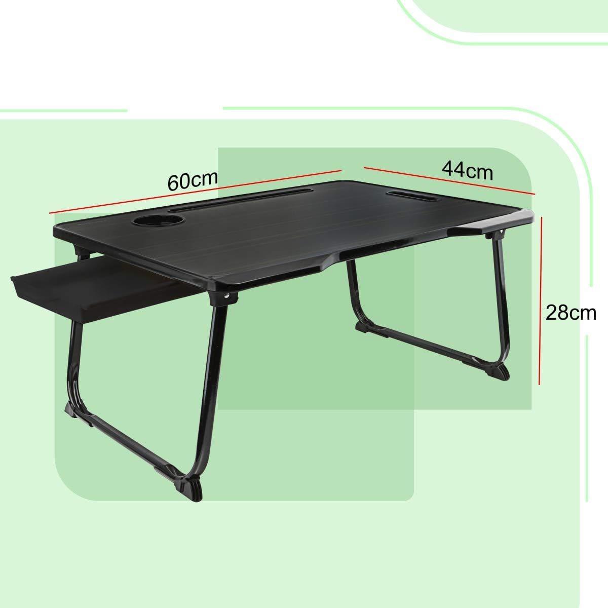 Portronics My Buddy One Plus POR-1191 Multifunctional Laptop Table Lapdesk for Office Home with Cupholder Bed Study Table (Black)-laptop care-dealsplant