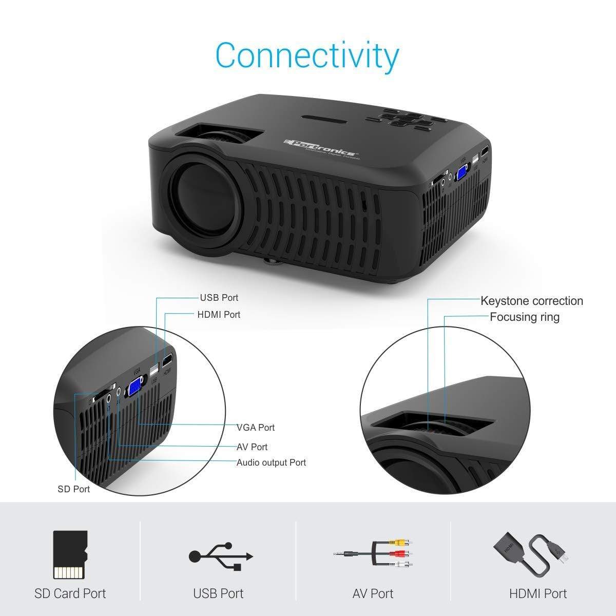 Portronics BEEM 200 POR-284, 200 Lumen Bright Full HD Multimedia LCD Projector-LCD Projector-dealsplant