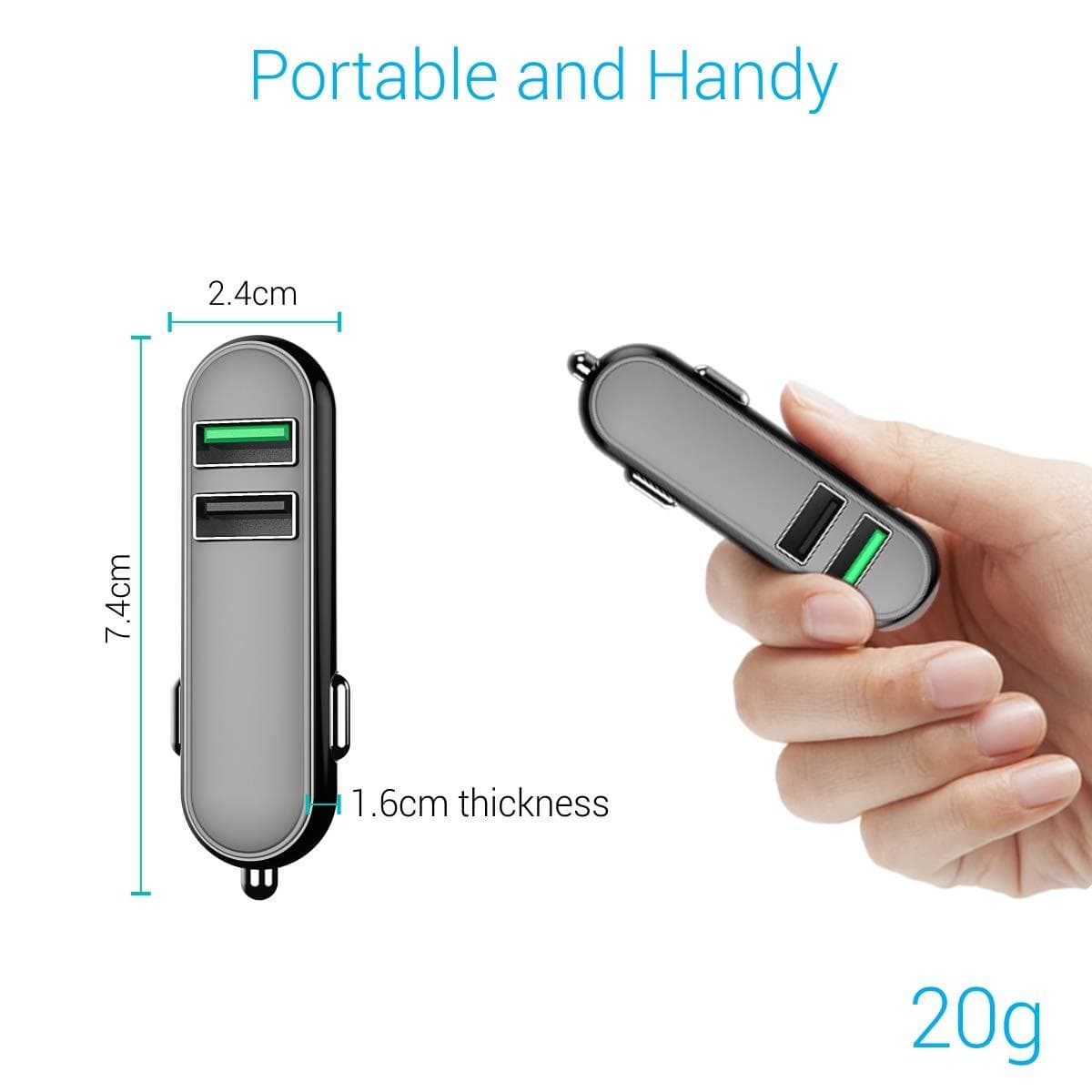 Portronics POR-005 CarPower Q 5.4A Car Charger with QC 3.0 Port and 2.4 USB Port-Power Bank-dealsplant