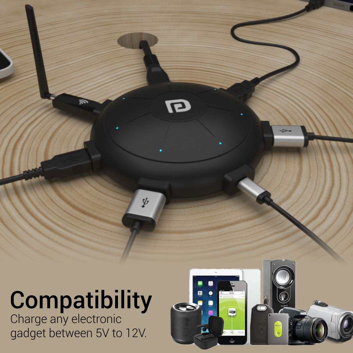 Portronics UFO PRO POR-1094 6Ports, 60W Charging Station with PD + QC Output-Power Bank-dealsplant