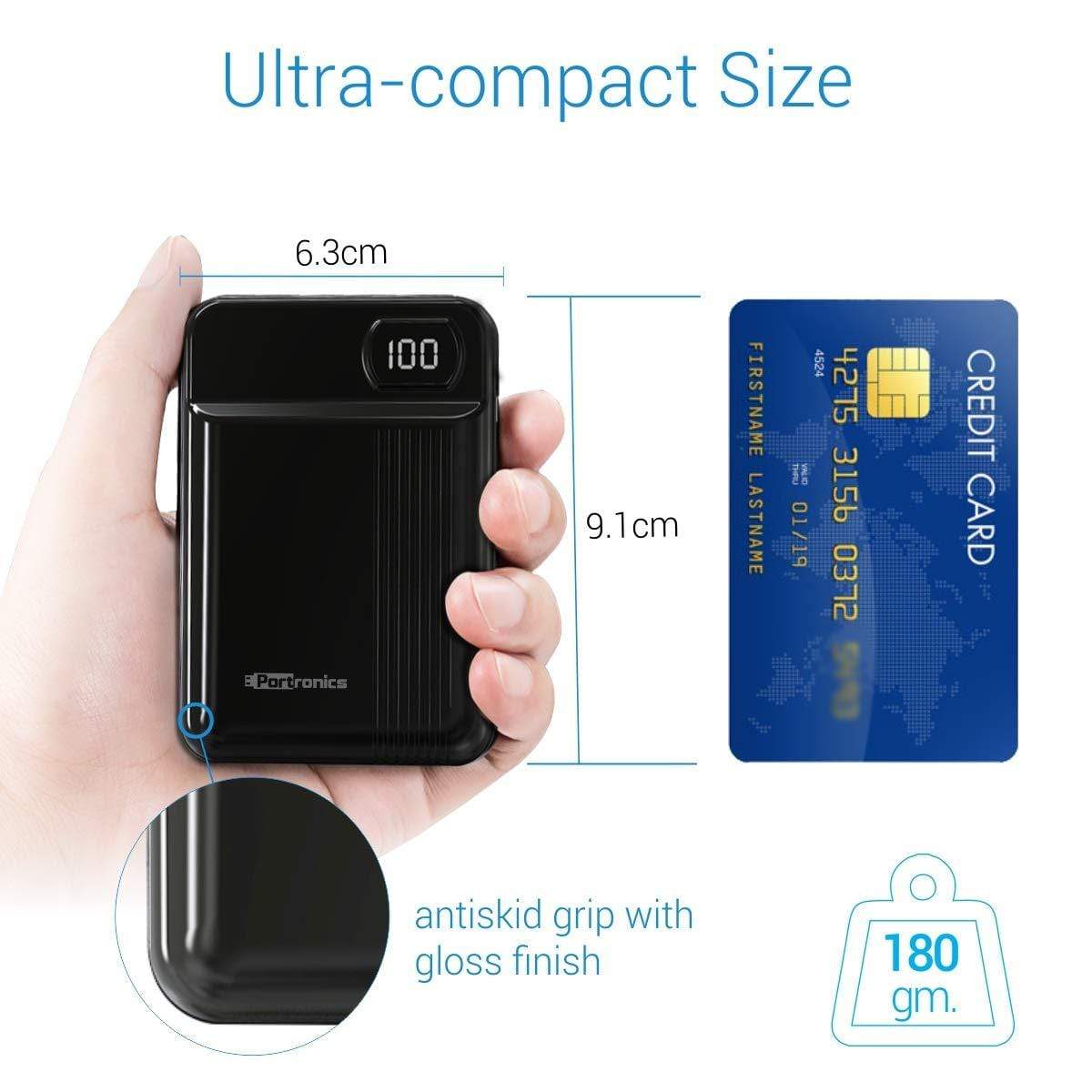 Portronics Indo 10D 10,000 mAh Power Bank Dual Input(Type C + Micro USB) and Dual Output with Display (White)-Power Bank-dealsplant