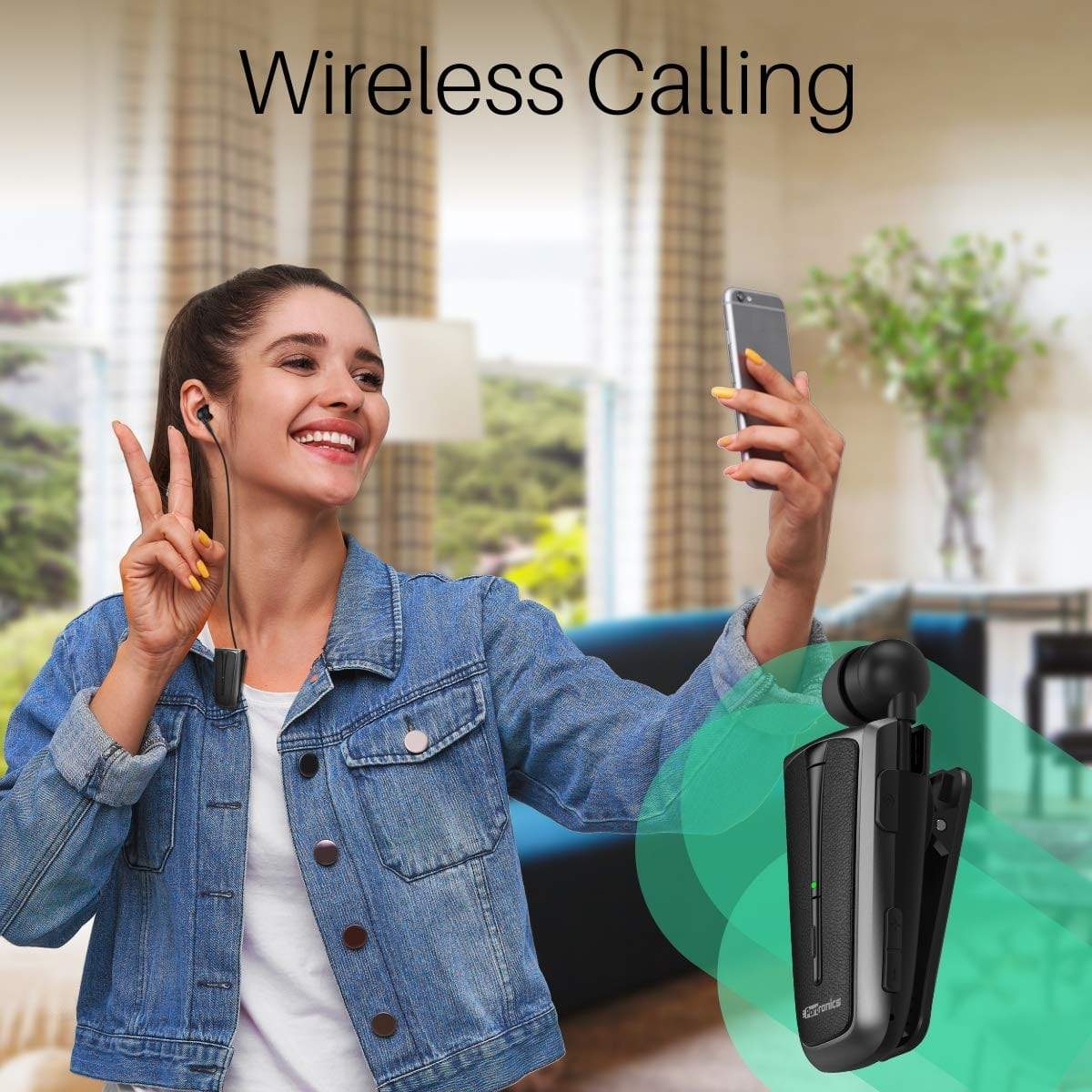 Portronics Harmonics Klip 4 Retractable Bluetooth Music & Calling Earphone-Retractable Bluetooth-dealsplant